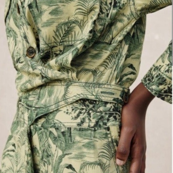 ZARA botanical tropical print midi dress with safari style pockets - Picture 2 of 5